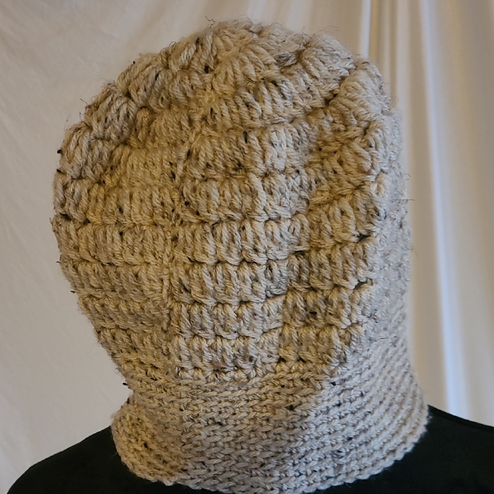 Hand Knit Beanie, OS, Tan, Brown And Black